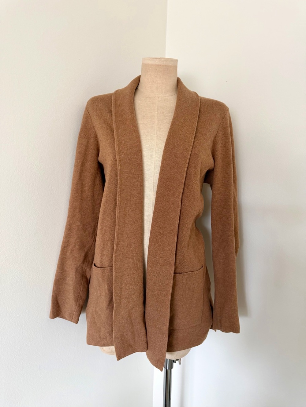 J. Crew Camel Open-Front Knit Cardigan